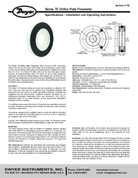 Thumbnail of document Manual - PE/TE = Orifice Plate Flowmeters
